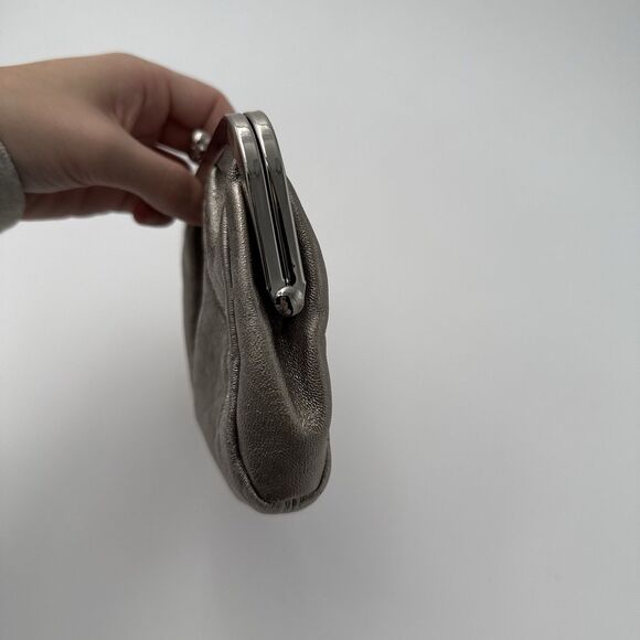 Express Silver Leather Clutch Sparkle Bag Evening Clasp Pouch - Picture 3 of 8